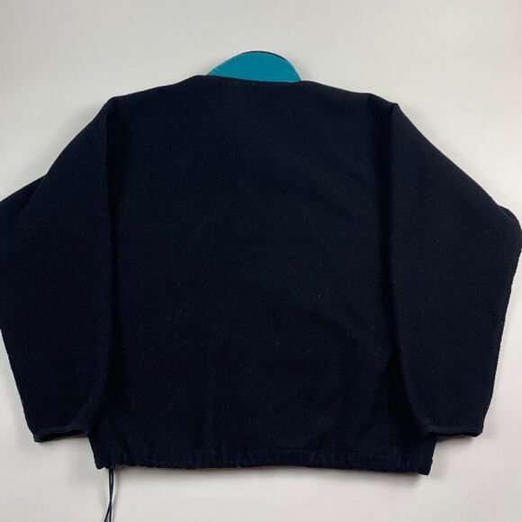 Vintage Black & Teal Blue Columbia Quarter Button Fleece Size Large Made in USA - Picture 5 of 8